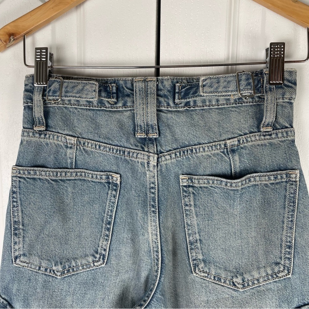 Zara Barrel Baggy Jeans Women’s 0 Blue Faded Utility Cargo Multipocket Y2K - Picture 8 of 16